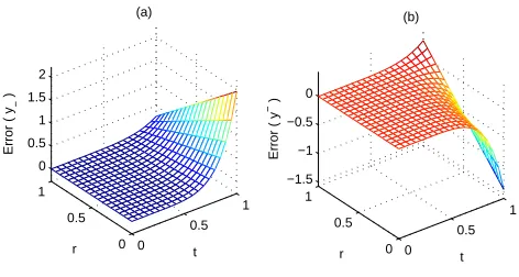 Fig. 6. (a) The error of �6(t; r) in Example 4.2 case 1. (b) The error of �6(t; r) in Example 4.2case 1.