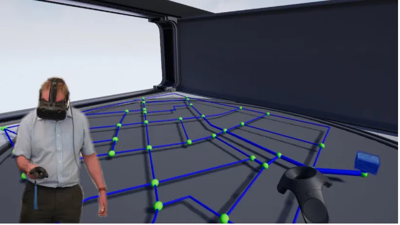 Figure 4: HOWS Interactive Visualisation Virtual Reality Client – Foss Poly Network 