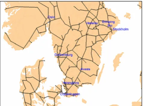 Fig. 1 Rail map of southern Sweden