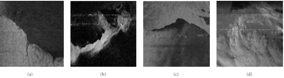 Figure 9: The original satellite images in Figure 1 ﬁltered by the optimal symmetric composite soft operation of length two (see Figure 7a)that was optimized using the straightforward optimization.