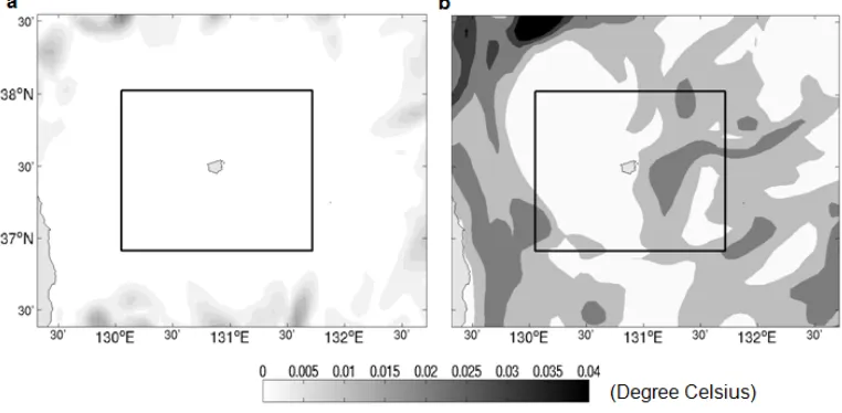 Figure 3: The Root Mean Squared difference of the depth-averaged temperature 