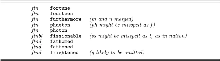 Table 7. A second extract from the keyed dictionary ﬁle