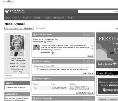 Figure 1-1: MySpace main user interface ‘‘‘‘home’’ view’’