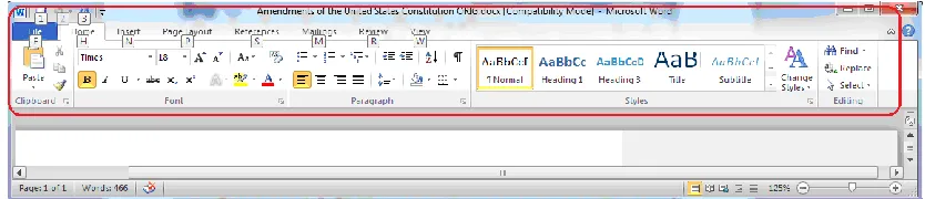 Figure 1. Word ribbon menu. 