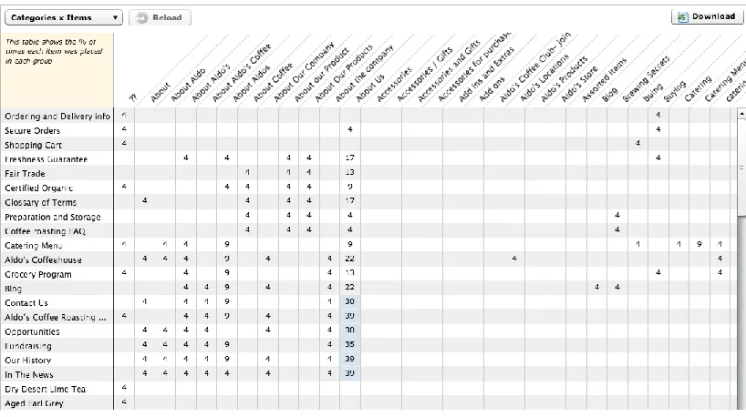 Figure 4. Item-by-category matrix 
