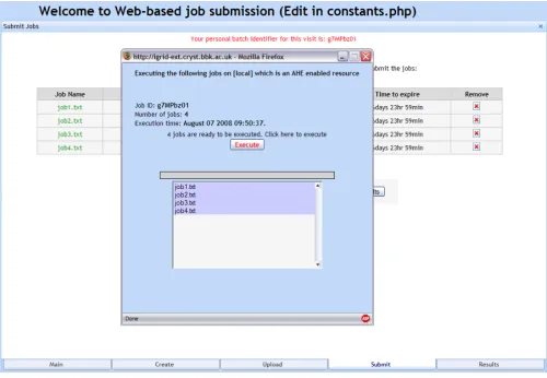 Figure 2A screenshot of the job submission processA screenshot of the job submission process