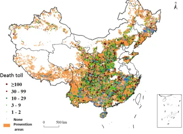 Figure 4: Historical flash flood disasters distribution situation in China 