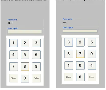 Figure 1. Conventional keypad (left) and randomized keypad on a touch screen 