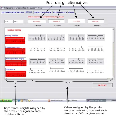 Figure 4. The data entry interface for the deterministic decision aid. Decision makers enter values using a single slider bar