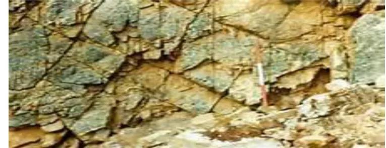 Figure 5: The mapped area is also well jointed, most of which cross—cut the host granitic rocks and have been 
