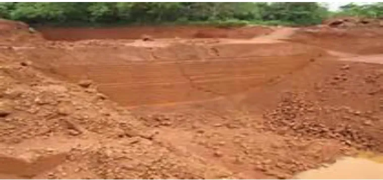 Figure 7:  The  excavation of laterite in the study area 
