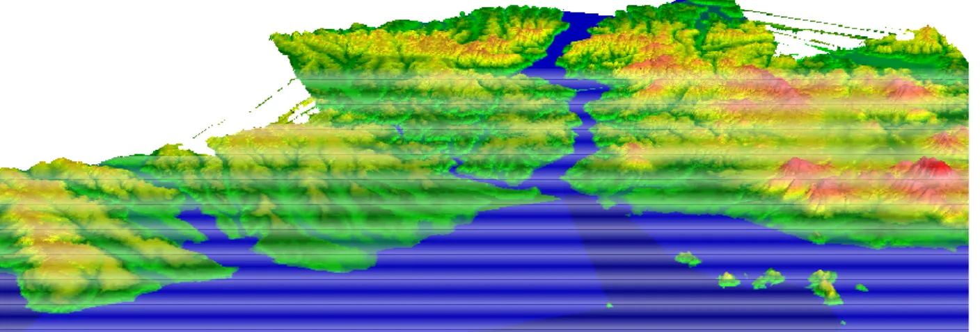 Figure 33:  3D-view of the terrain-model computed for the Istanbul study area