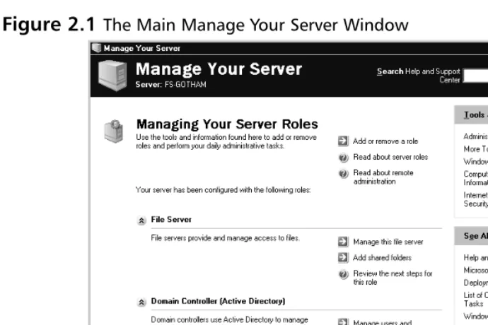 Figure 2.1 The Main Manage Your Server Window
