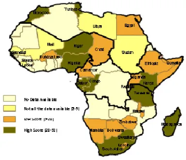 Figure 2: Countries included in the Survey                                 Figure 3: SDI Scores of the countries under study 