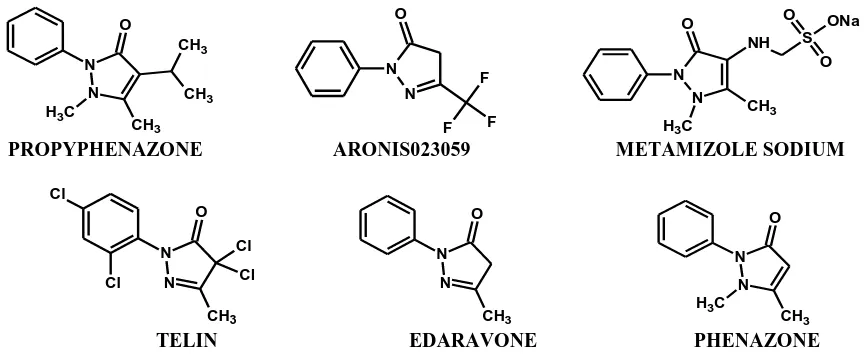 FIG. 1: BIOLOGICALLY IMPORTANT PYRAZOLONES 