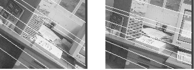 Figure 4: Computed epipolar geometry for lab scene.