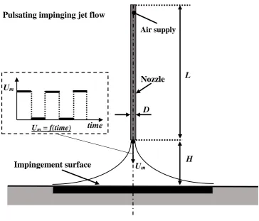 Figure 2-2. Schematic diagram of pulsating impinging jet flow 