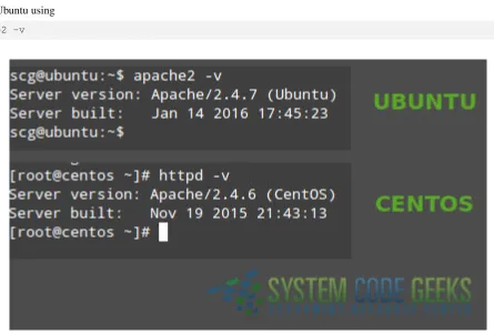 Figure 2.1: Viewing the installed Apache version