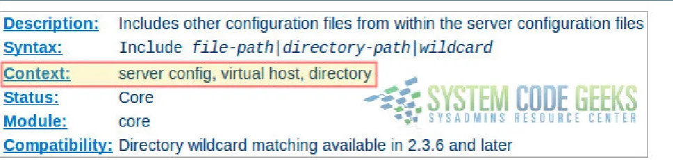 Figure 2.3: Context of an Apache directive