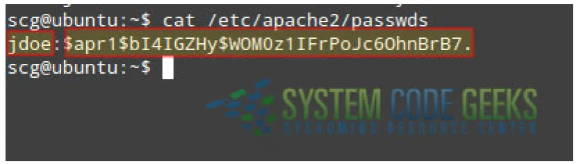 Figure 2.4: The Apache passwords ﬁle