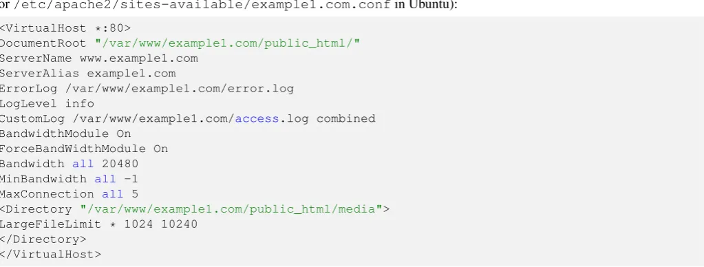 Figure 3.3: Limiting the bandwidth on a speciﬁc directory