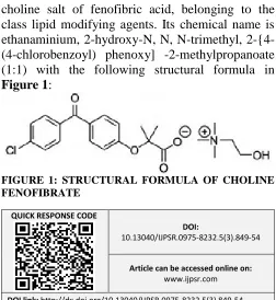 FIGURE 1: STRUCTURAL FORMULA OF CHOLINE  FENOFIBRATE 