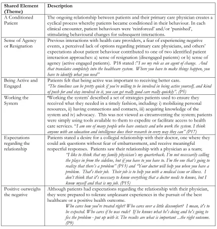 Table 2. Descriptions of the Shared Elements of the Patient Experience and Representative Quotations  