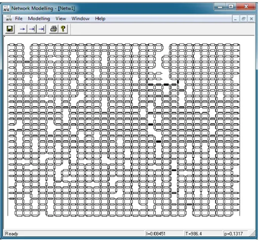 Figure  2.3. Graphical user  interface of  the network modeling  software. The user  can  set  all  modeling  parameters,  can  monitor  the  simulation  process