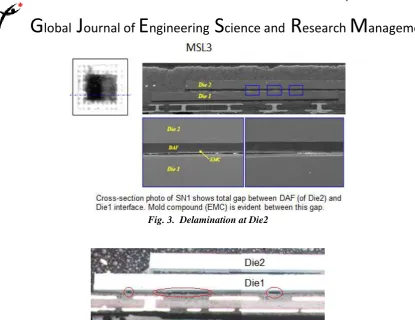 Fig. 3.  Delamination at Die2 