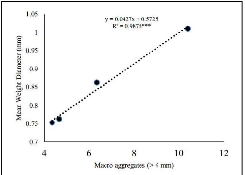 Fig. 5. Correlation between MWD and macro aggregates 