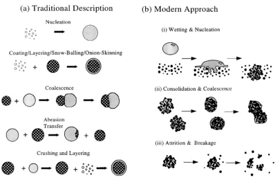 Figure 1. Traditional versus modern approaches on modeling of granulation process kinetics [3] (with permission, License number: 3110750068909)