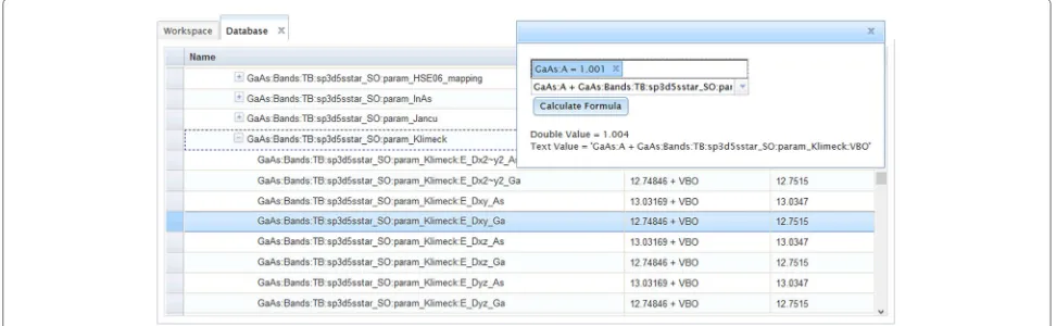 Fig. 7 Database explorer visualization interface, this interface allows users to explore Nemo5 material database values and their definitions