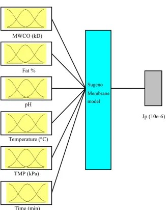 Figure 7. Schematic of multidimensional neuro-fuzzy model for predicting permeate flux 
