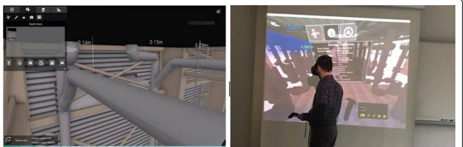 Fig. 6 Two participants collaborating in the same VR scene. A network feature of the software allows for hosting of multiple users in a VR scene.This abolishes the requirement of the physical presence of team members in the same location