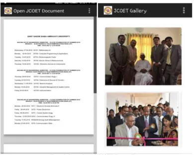 Figure 2. Screenshots of “JCOET, Yavatmal” App 