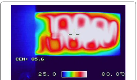 Fig. 4 Thermographic image of the prototype force sensor using an SMP sheet heated above Tg