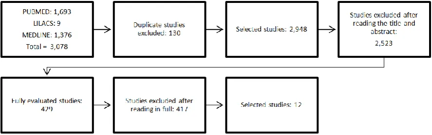 Figure 1. Identification and selection flowchart of the studies – Campo Grande, MS, Brazil, 2018 