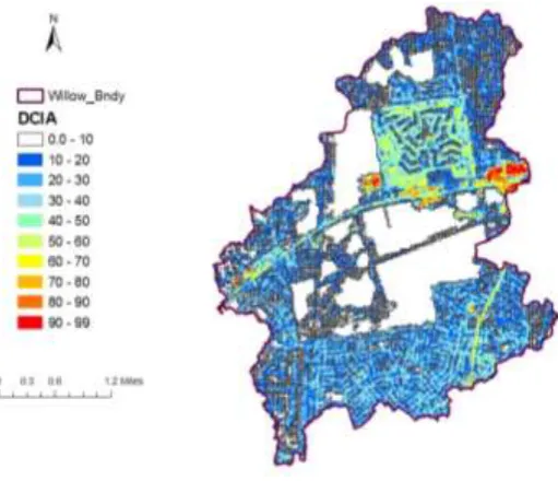 Figure 6. DCIA in Willow Sink watershed using NLCD 