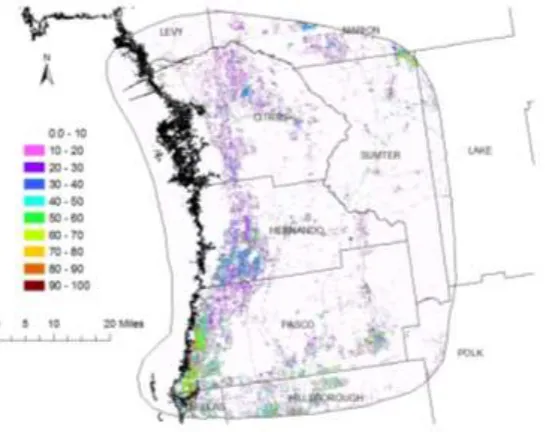 Figure 3. Percent Imperviousness in Three Counties 