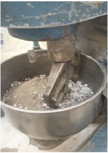Fig. 1. Preparation of mortar in mechanical mixer 