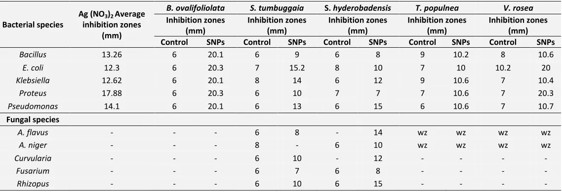 TABLE 1: ANTIMICROBIAL EFFICACY OF SNPS SYNTHESIZED FROM THE LEAVES OF IMPORTANT SELECTED MEDICINAL PLANTS   