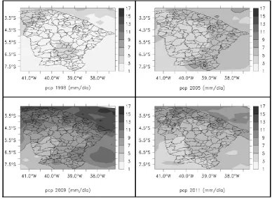 Figure 2. Average rainfall for the MAM quarter obtained by TRMM   