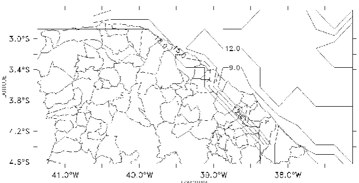 Figure 4. Comparison of the rain gauges on the State of Ceará and the TRMM for the year 2005    