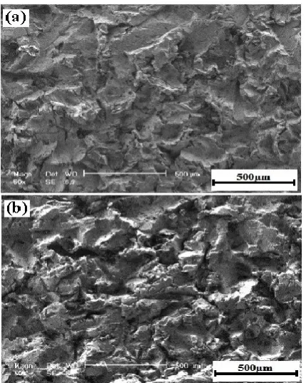 Fig. 5 shows secondary electron micrograph of surface roughness morphology of A and B samples