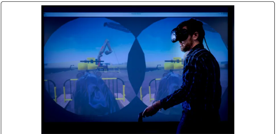 Fig. 3 Test bed environment for virtual reality in a construction safety training application (Hilfert et al
