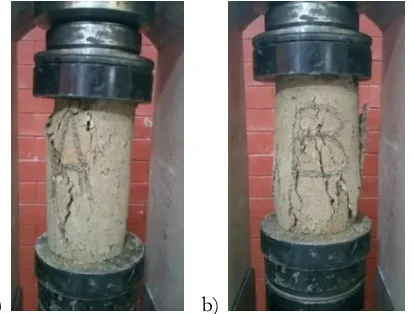 Figure 5: Poured earth cylinders dosed with Portland cement, with low failures to Simple compression tests