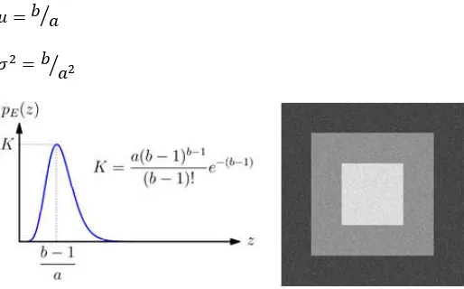 Fig. 2.  (a) Rayleigh probability density function ��(�) (b) Image with Rayleigh Noise Erlang Noise 