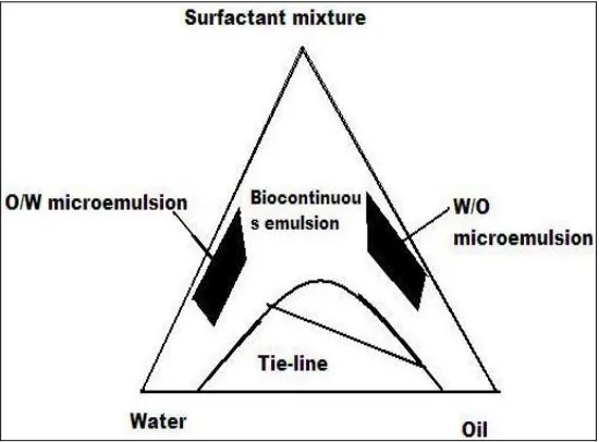 FIG. 2: SCHEMATIC REPRESENTATION OF PSEUDO TERNARY PHASE DIAGRAM SHOWING MICROEMULSION REGION 27 