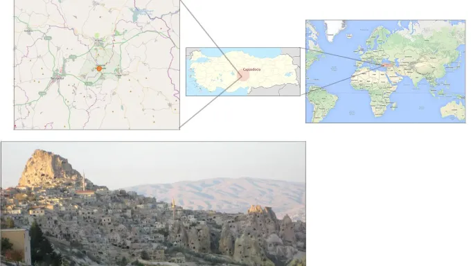 Figure 6 :The location and Panoramic view of Karans in Goreme (Wikimedia 2008)   