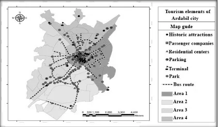 Fig2. Spatial Distribution of Ardabil Tourism Elements   